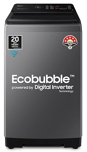 Samsung 8 Kg, 5 Star, Eco Bubble Technology With Super Speed, Wi-Fi, Digital Inverter, Motor, Soft Closing Door, Fully-Automatic Top Load Washing Machine (WA80BG4546BDTL, Versailles Gray)